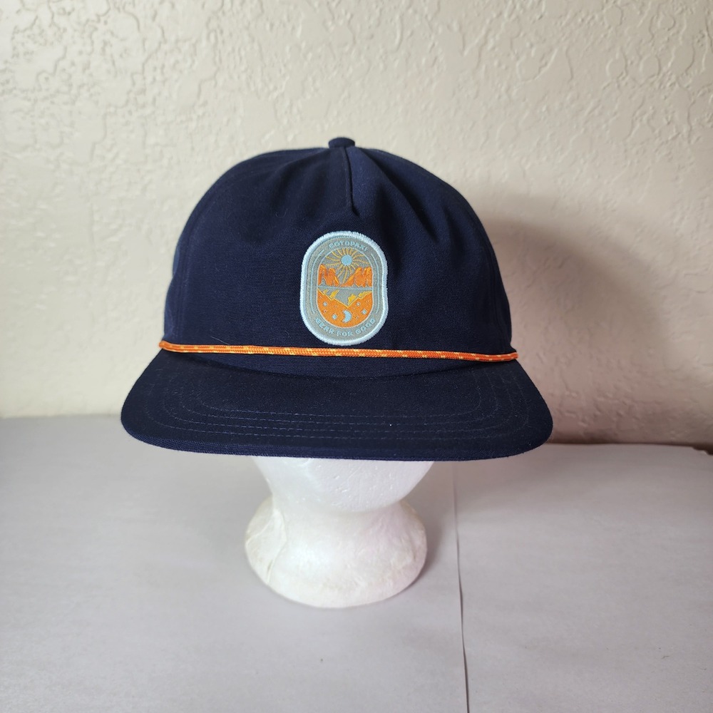 Cotopaxi Navy Blue Rope Hat Adjustable Strapback Mountain Patch Gear For Good